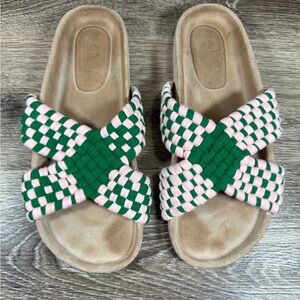 Marea NY Shoes Women 39 pink/green US Size 8.5 HandBraided Cotton Upper Coastal